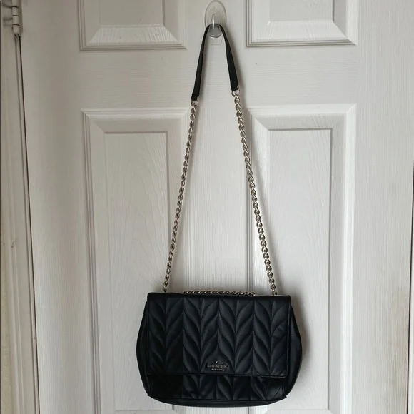 kate spade Black Quilted Adjustable Gold Chain-Strap Shoulder Bag - Picture 7 of 10